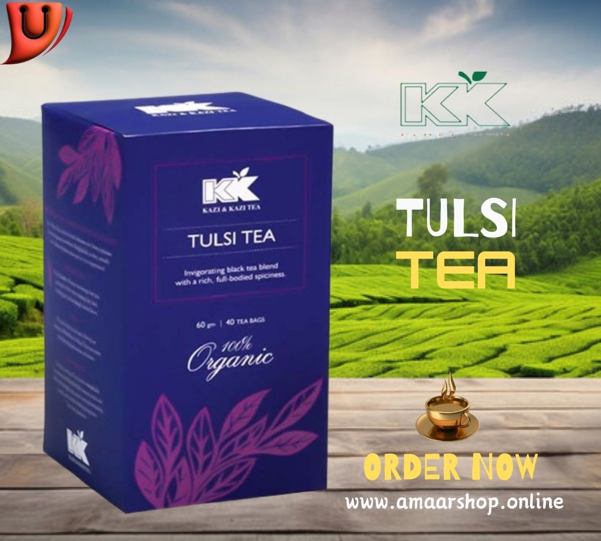 Kazi & Kazi Tulsi Tea Bag, 60gm (Pack of 40 Sachet