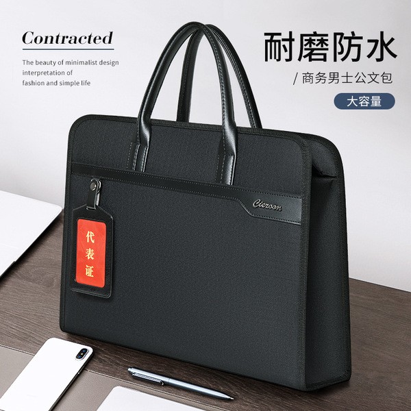 Capacious business laptop, men's design bag, purse, business version, genuine leather, A4